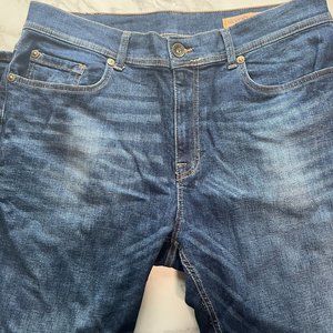 Seven7 Men's Jeans Straight Leg 36 x 32 Dark Wash Ripped Knee